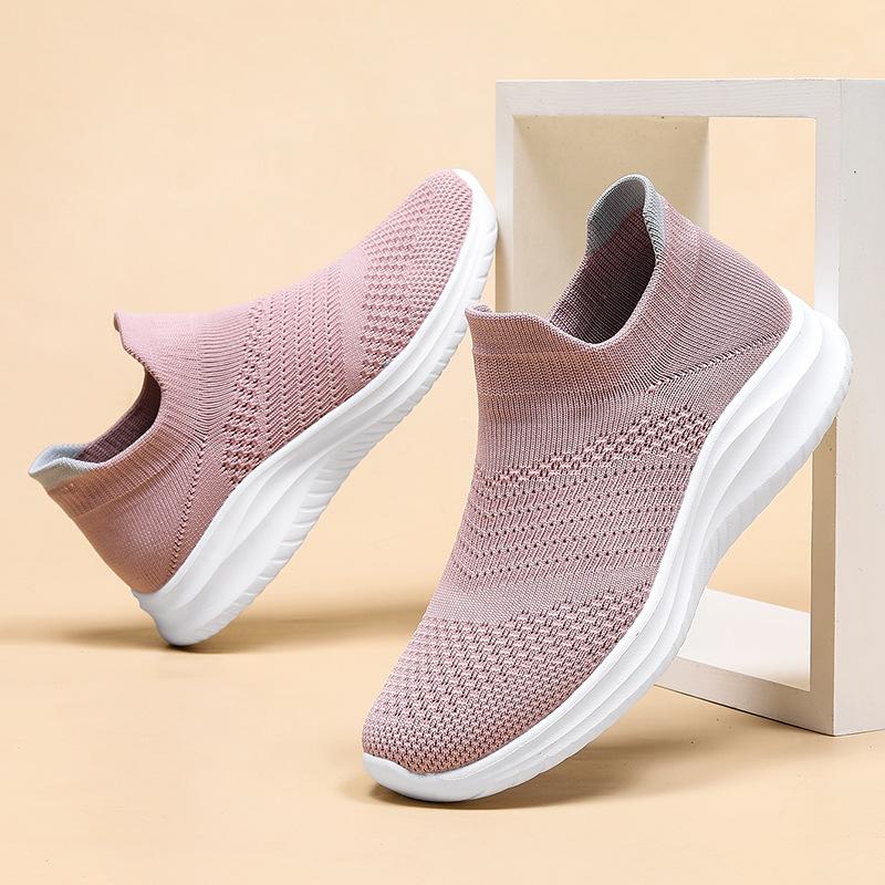 Men's Shoes Breathable Fly-woven Casual Sports Lazy One-pedal Socks Shoes Men's Ultra-light Soft-soled Black Mesh Shoes