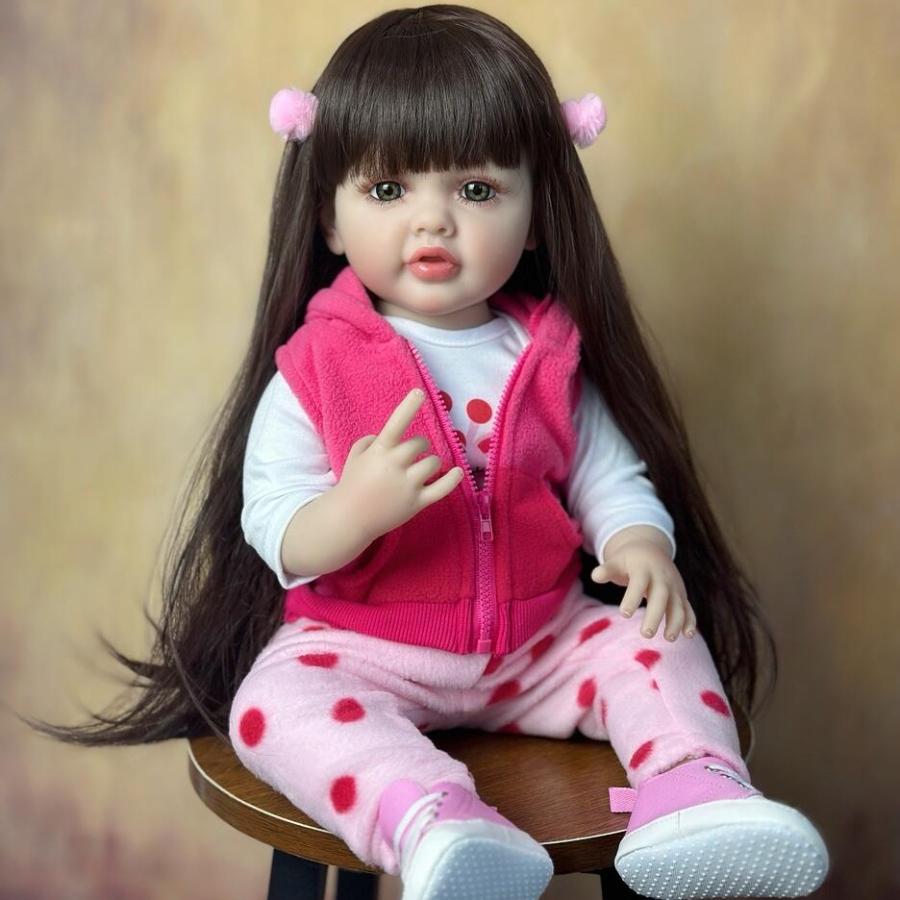 BZDOLL 55 CM 22 Inch New Full Soft Vinyl Reborn Baby Girl Doll Classic Dress Up Birthday Gift Vinyl Bath Toy