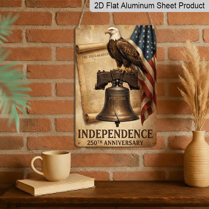 2D Flat, 7.87*11.8 Inch Retro America 250th Anniversary Aluminum Wall Sign - Suitable for All Indoor/Outdoor Decoration, Commemorative Plaque with