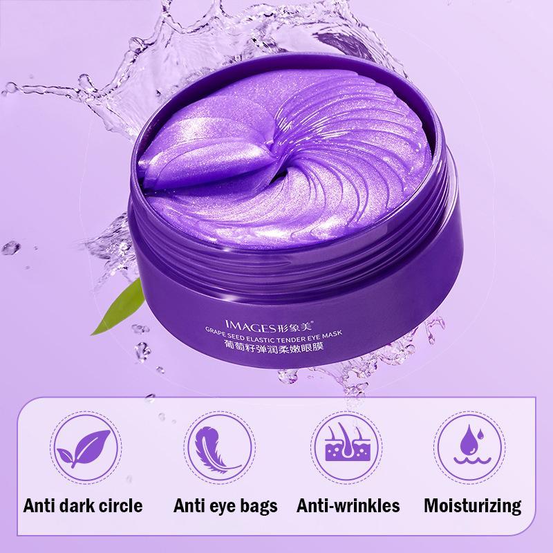 Images Grape Seed Eye Patches Hydrating Anti Aging Eye Mask Remove Dark Circles Eye Bags Firming Smooth Moisturizing Eye Care