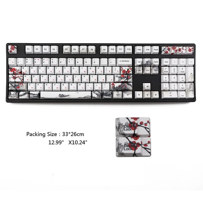 110 kláves OEM profil DYE-Sub Květinová švestka PBT Keycap Sublimační tisk s 1,75U 2U Shift 6,25U Mezerník
