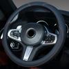 Universal Medium Size Leather Car Steering Wheel Cover with Handle Car Interior Decoration All Season Car Accessory