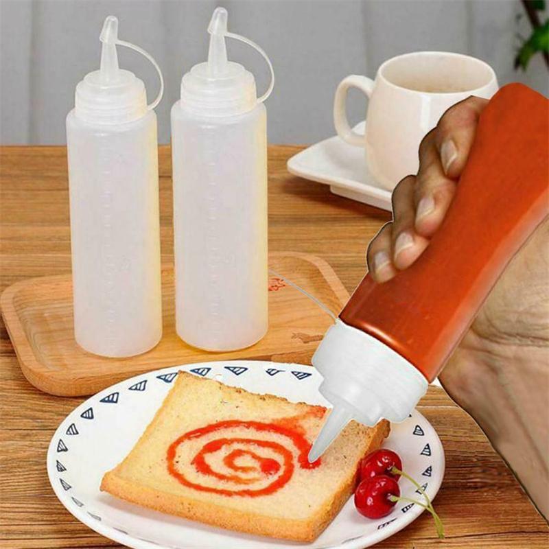 2pcs Kitchen Gadgets Squeeze Bottles Hot Sauces Olive Oil Bottles Condiment Squeeze Bottles Ketchup Mustard Dispensers Bottles