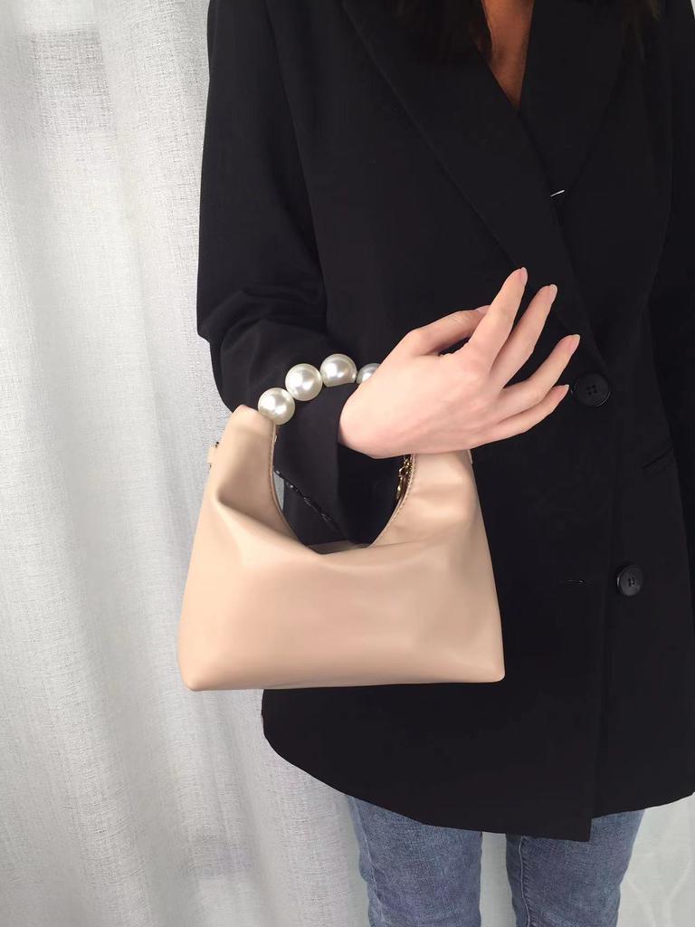 Pearl Handle Women Small Clutch Handbags Fashi Chain Female Shoulder Messenger Bag Solid Color Ladies Hobos Tote Purse Bag