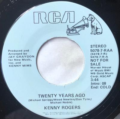 7inch Record KENNY ROGERS - Twenty Years Ago 50787RAA RCA 1987 US Folk Used