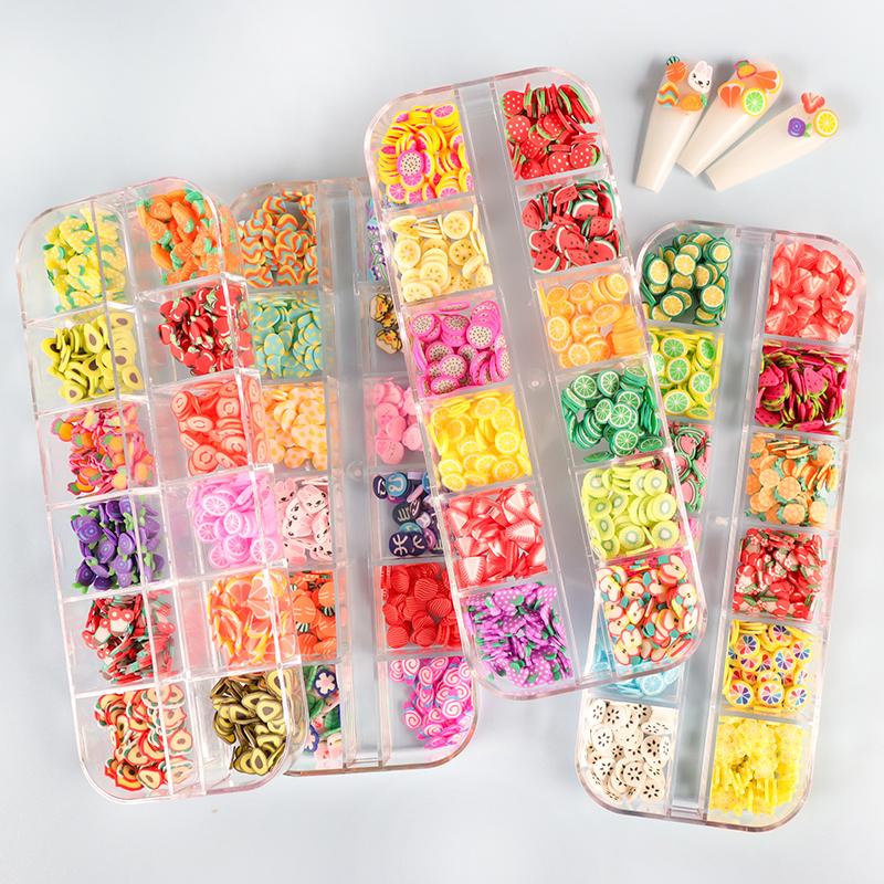 

4 комплекта 3D фруктовый микс, подвески для дизайна ногтей, блестки для поделок, чешуйчатая глина, дизайн «сделай сам», принадлежности для маникюра, украшения для ногтей, комплект аксессуаров