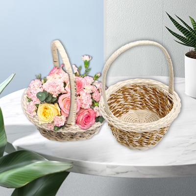 1PC High-Quality Plastic Rattan  Mini Flower Basket Decor Ornaments Woven Basket Hand-Carried Basket