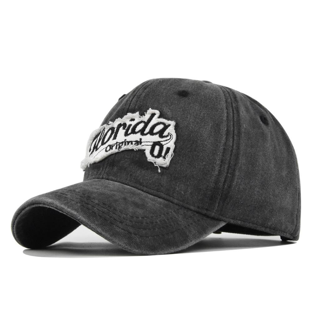 Retrostereo F'lorida Embroidered Baseball Cap Patch Distressedstereoembroider Peaked Cap Sunshade