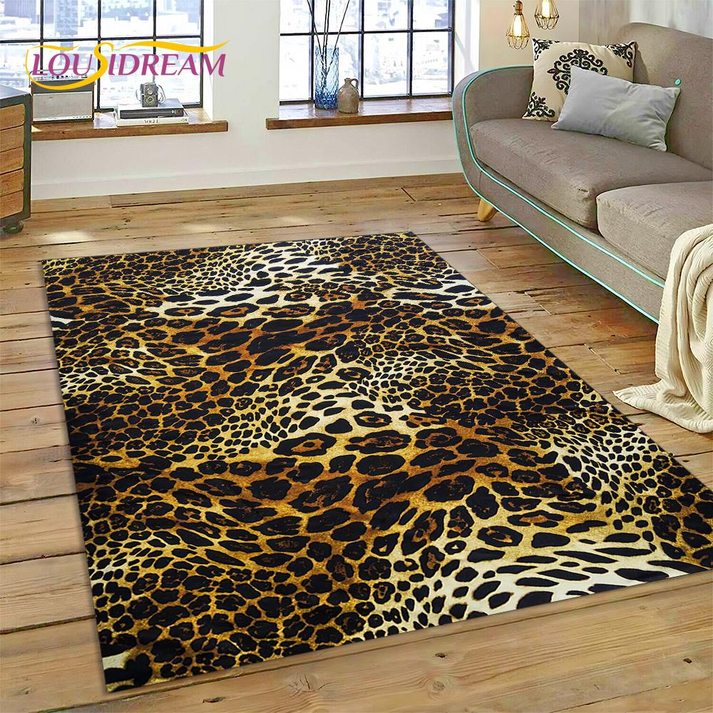 Colorful Zebra Stripe Leopard Tiger Print Pattern Rug Carpet for Living Room Bedroom Decor,Non-slip Decoration for Sofa Doormat
