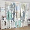 Coastal Window Curtains Nautical Beach Beach Sea Starfish Seashell Curtain for Living Room   Bedroom 2 Panels Set   42W x 45L inch
