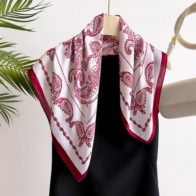 Sommer Damen Paisley 70x70cm Quadratisches Kopftuch Druck Komfort Schatten Imitation Seide Schal Reiseschals Bandana Haargummi Band