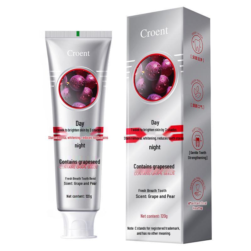 Grape Seed Crystal Toothpaste: Cleans Mouth & Freshens Breath with Grape & Pear Flavor, 120g