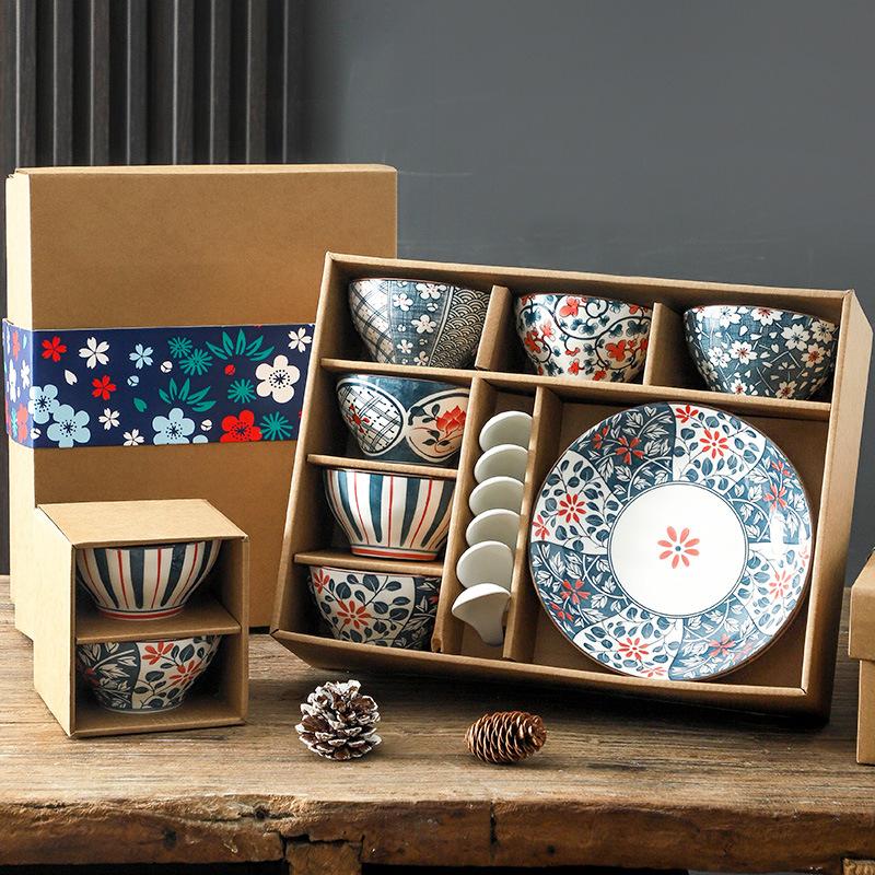 Japanese-Style Kraft Paper Box, Ceramic Bowl Set, Gift Box, Business Return Gift, Opening Promotion Gift