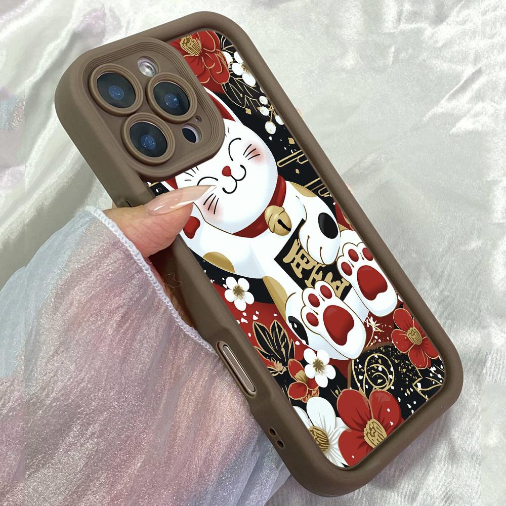 JT258 Gato Maneki Neco Lucky Cat for iPhone 17 16 15 14 13 Pro Max Samsung S26 S25 Ultra A17 A16 A07 A56 A36 Xiaomi 15T Redmi 15c Note 14 Soft Case