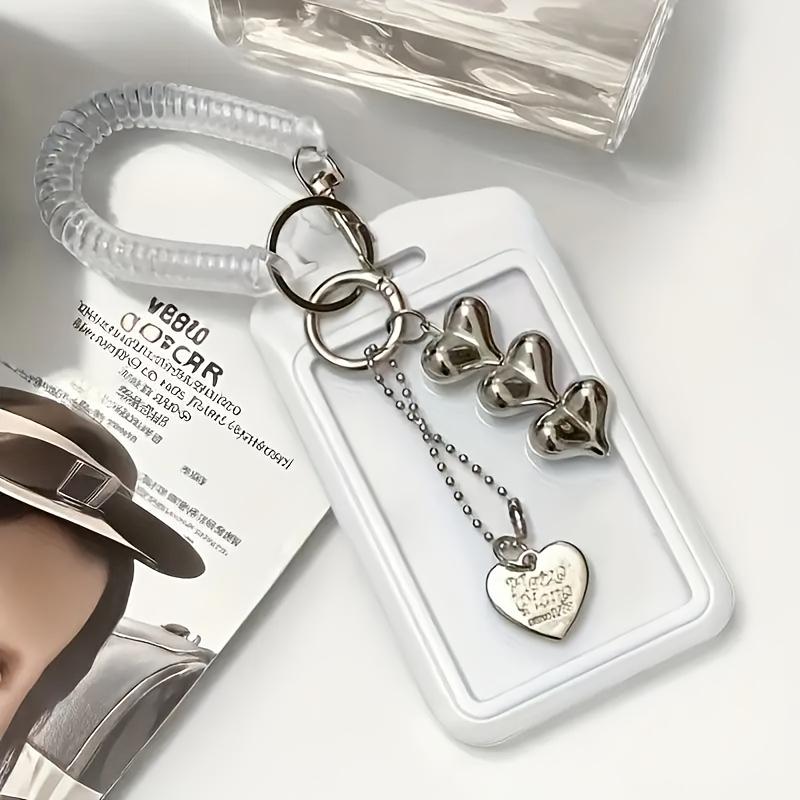 1pc Heart-shaped bus card holder with keychain, Office and schoo lID Protective Sleeve, Protect your bank card and IDProtected from da