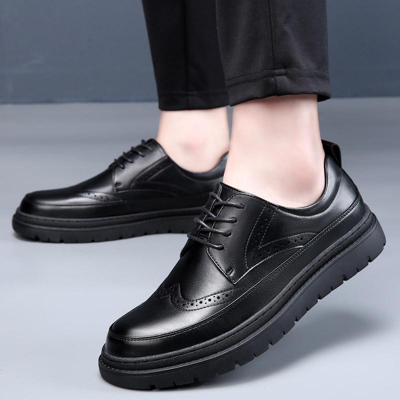 Fashion Spring New Handmade Men's Shoes Oxford Shoes Black Leather Brogue Men's Formal Leather Shoes Classic Business Formal Men's Shoes