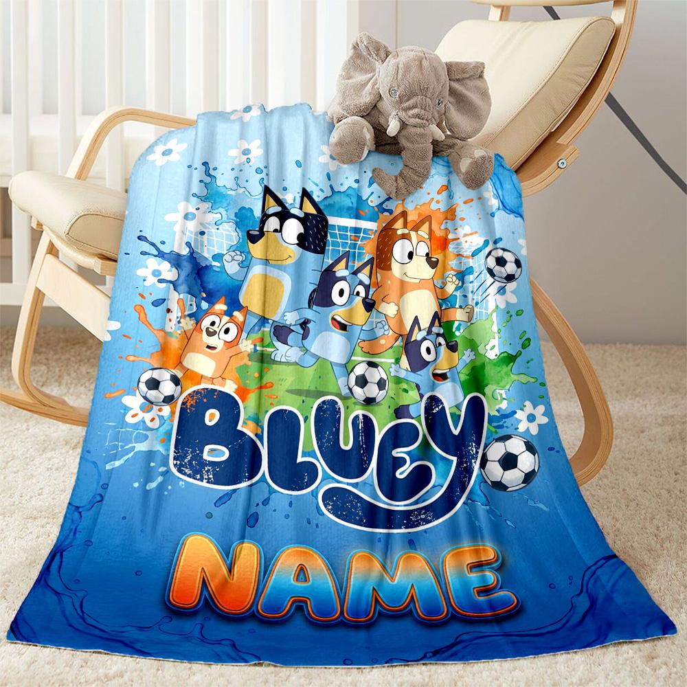 Cartoon Soccer Stars Trophy Customize Text Blanket Gift Personalized Blanket Warmthful Decor Great for Seaside Home Decor Livingroom Sofa
