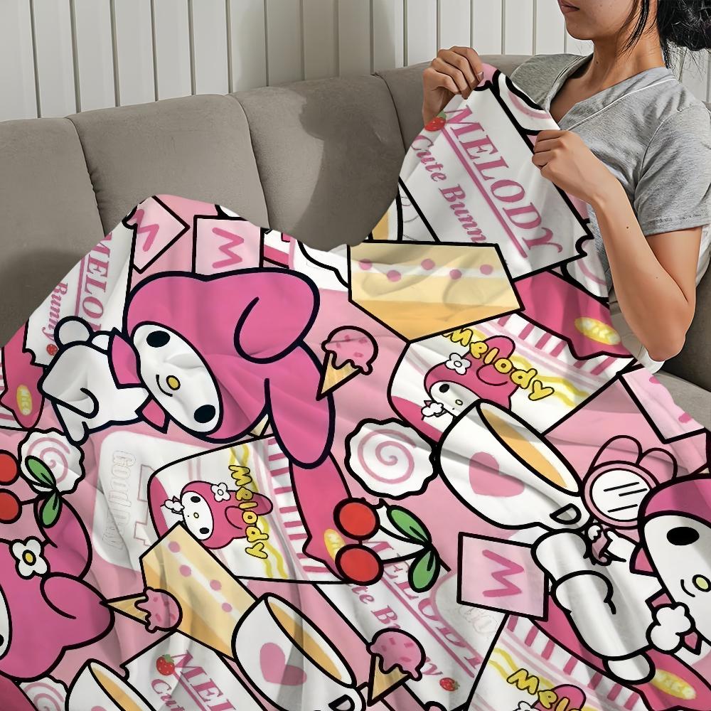 Cute cartoon My M-Melody Blanket For Soft Throw Blanket for Picnic Bed Sofa Home Bedroom Cozy Warm Comfortable