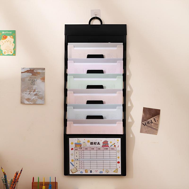 6-Pocket Hanging Folder Multi-Color Hanging File Organizer Removable Hanging Paper Organizer