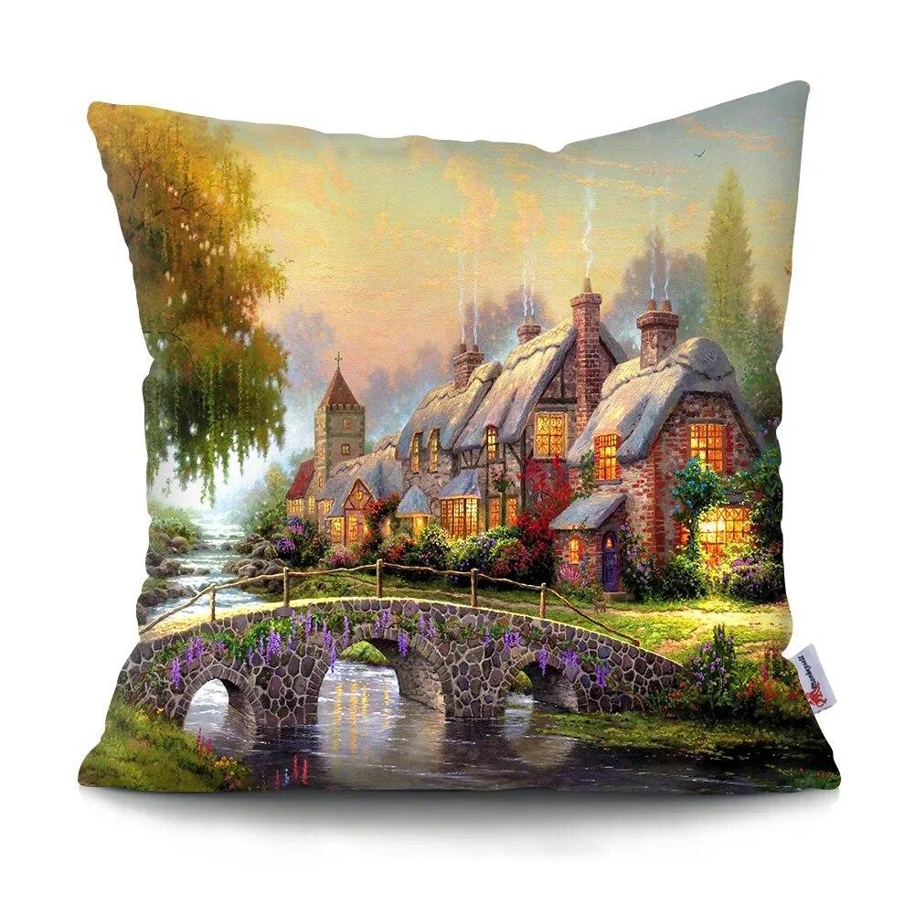Neverland Ranch Rustic Landscape Pillowcase Polyester Print Sofa Chair Bed Cushion Cover Room Home Decor Embrace Pillowcase