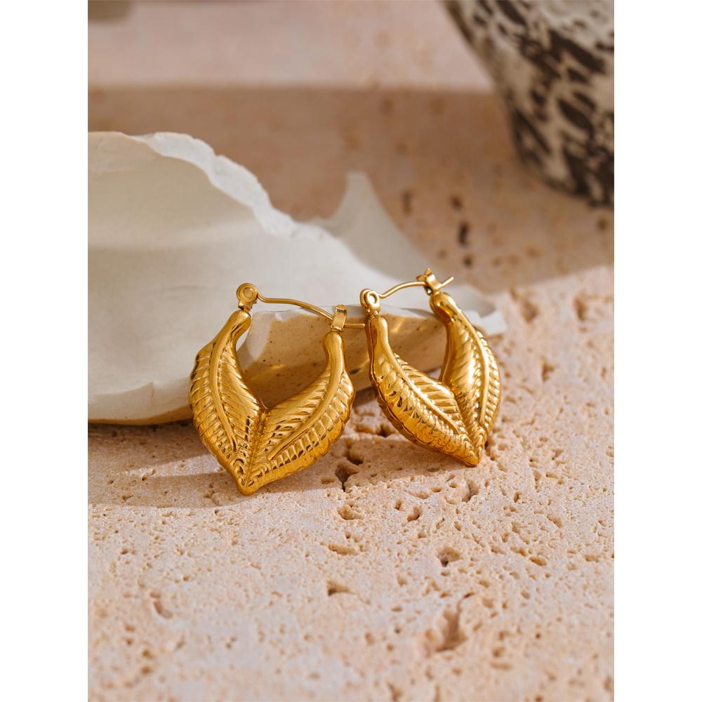 Yhpup New Metal Hollow Hoop Earrings Trendy Style Stainless Steel Jewelry for Women Waterproof