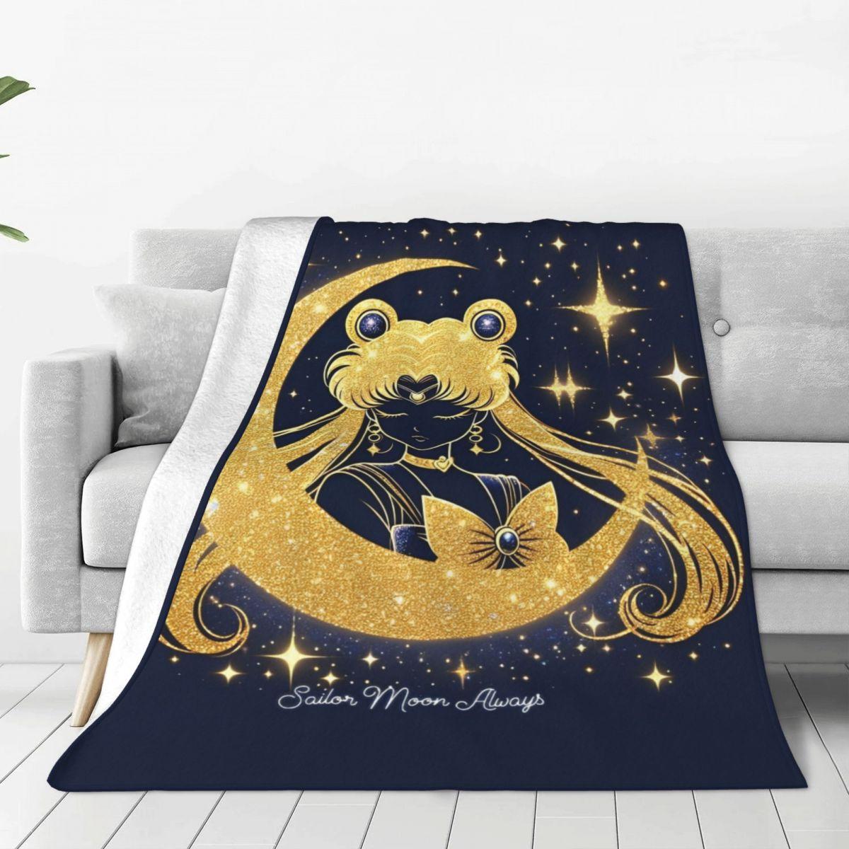 

Warm Soft Blankets Decorative S-Sailor M-Moon Anime Cute Throw Blanket Flannel Bedspread For Couch Chair Sofa Bed Sofa Bed Cover 75cmx90cm