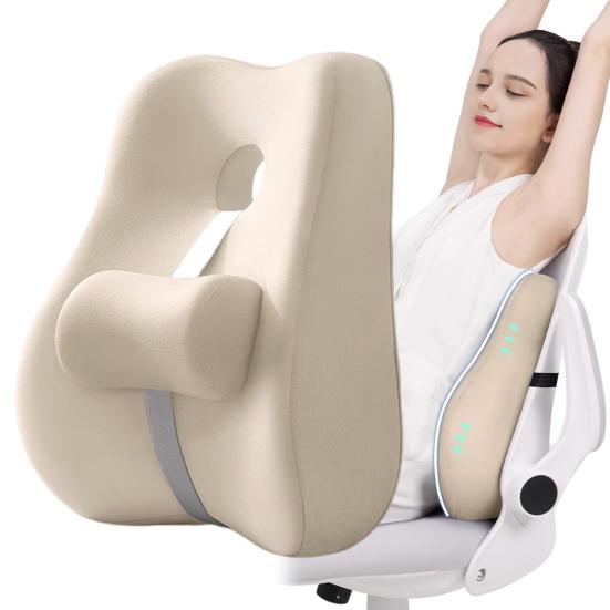 Lumbar Support Cushion Memory Foam Back Support Chair Lumbar Cushion with Adjustable Slider for Office Chair Computer Desk Chair Long Sitting Hours