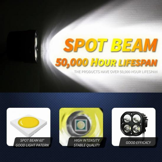 

3 Inch 40W White Amber Motorcycle Driving Lights Led Work Light Bar Square Spotlight For 4x4 Offroad Tractors Truck Car Fog