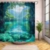 Tranquil Turquoise River & Green Canyon Shower Curtain, Polyester, Serene Nature Scene, Machine Washable, 12 Hooks