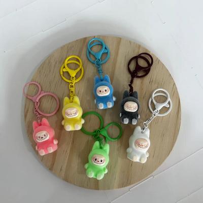 Cor Macaron Doce e Fofa Flocagem Boneca Tridimensional Pingente de Mochila Chaveiro Livro de Cartões