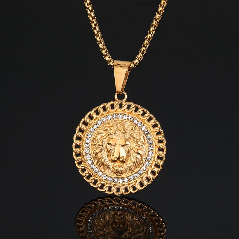 

Meier Original design cuban link lion head necklace - hip hop punk style pendant choker