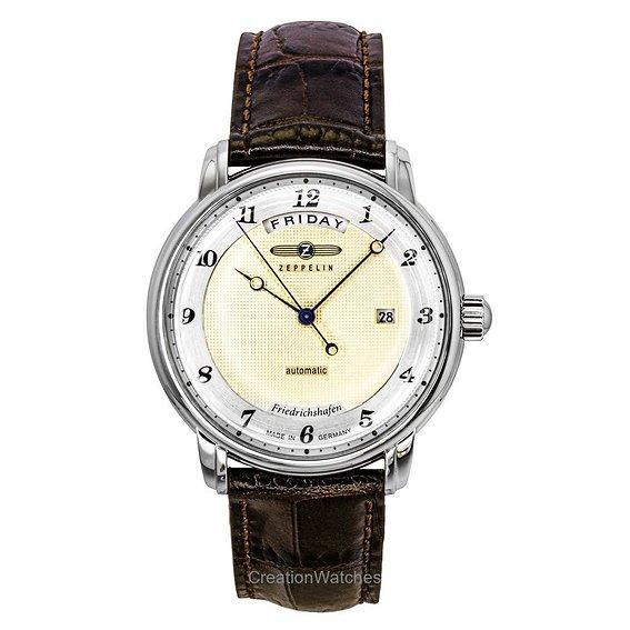 Zeppelin Men's Gold Friedrichshafen Brown Leather Strap Dial Automatic 85625 Watch