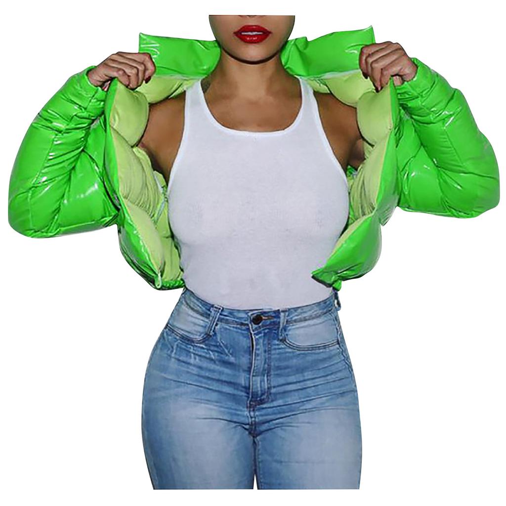 Fashion Women Solid Stand-up Collar Cardigan Outerwear Down Jacket Padded Coat