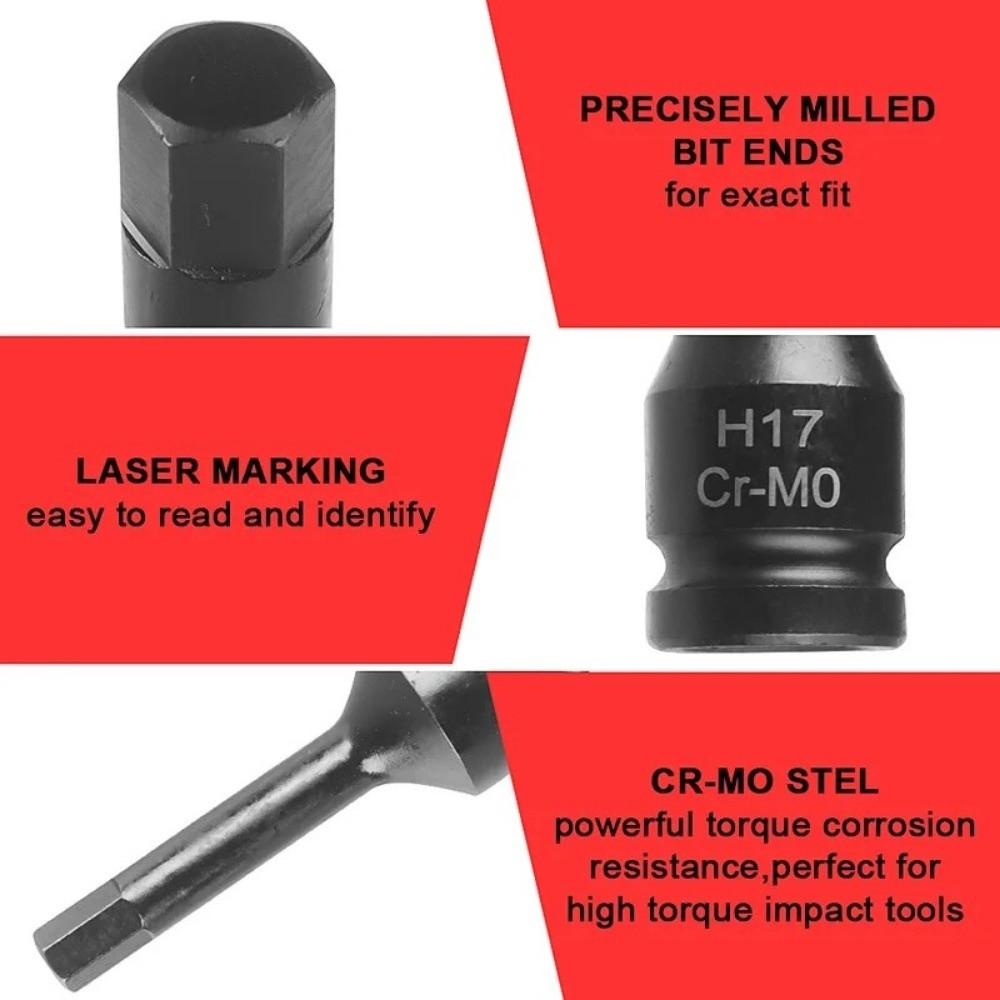10PCS Cr-Mo Steel Impact Wrench Socket 1/2 Inch Drive Metric  Power Nuts Driver  Socket Removal