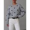 Women S Polka Dot Jacquard Knit Loose Long Sleeve Pullover Sweater