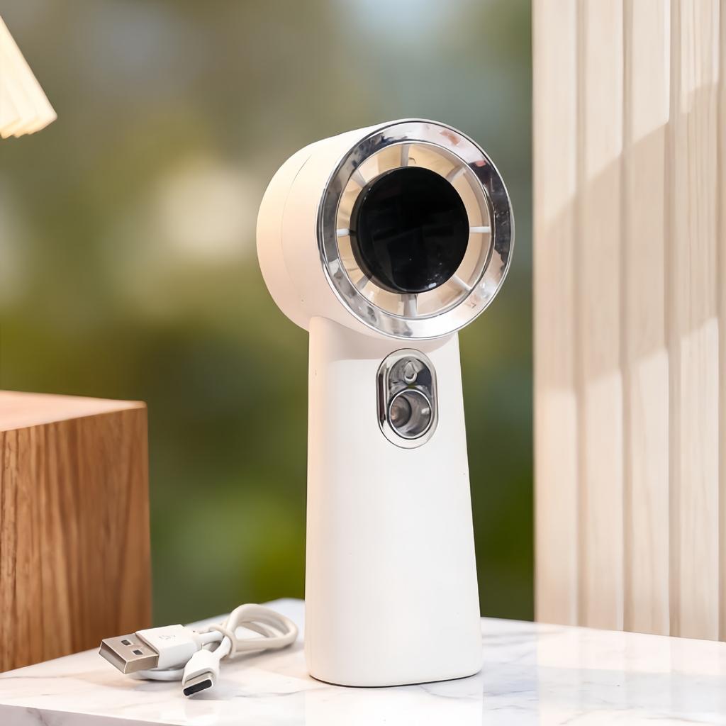 Simple and Fashionable Handheld High-speed Moisturizing Spray Fan with Three Speed Settings and USB Charging Function Small Fan