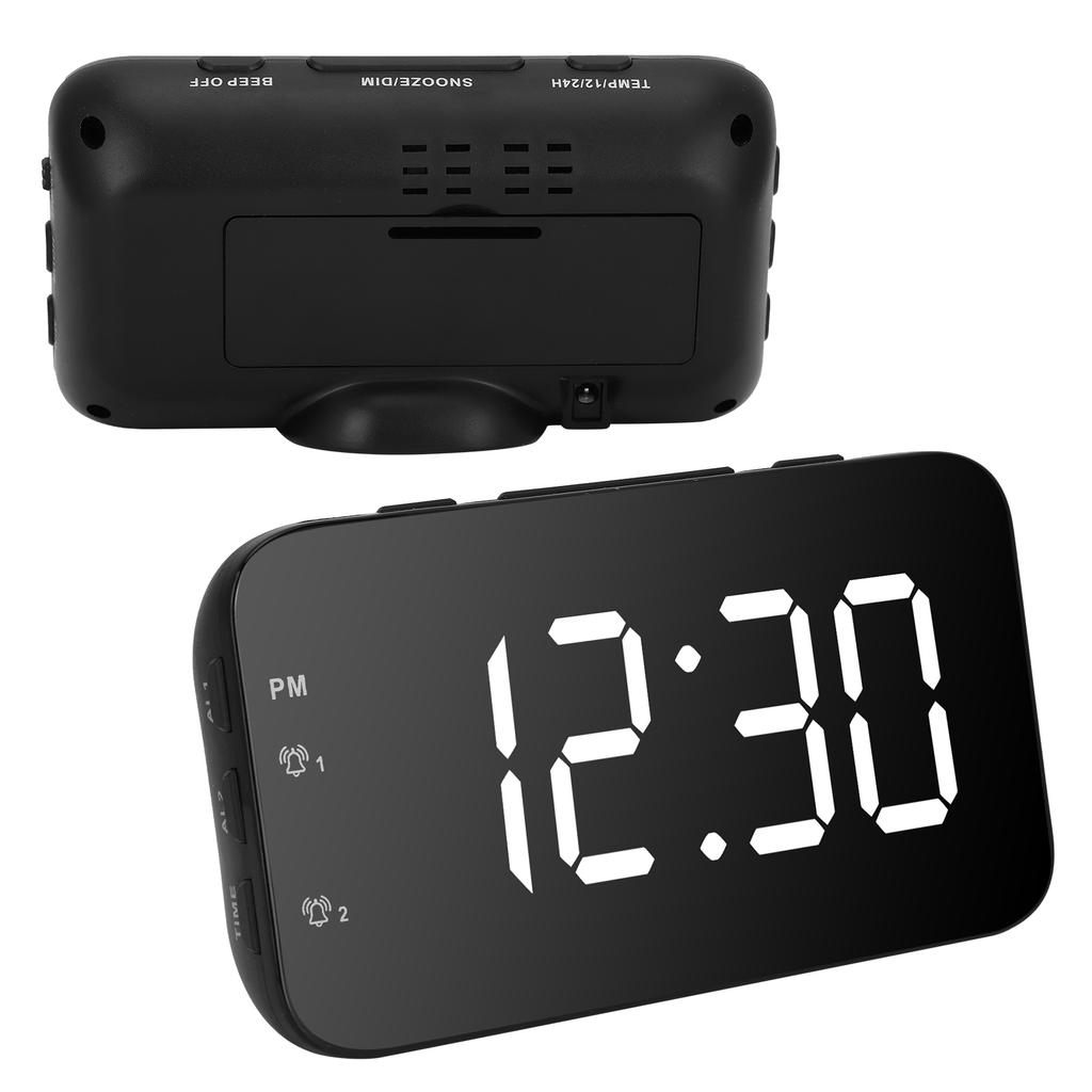 LED Digital Alarm Clock Portable Desk Clock with Snooze for Bedroom Home TravelWhite