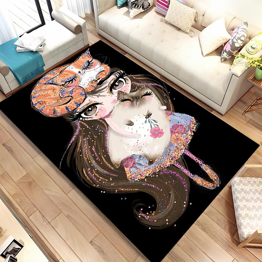 Covor de zonă cu desene animate cu zână balerină, covor pentru sufragerie, dormitor, canapea, covoraș, covoraș anti-alunecare pentru copii
