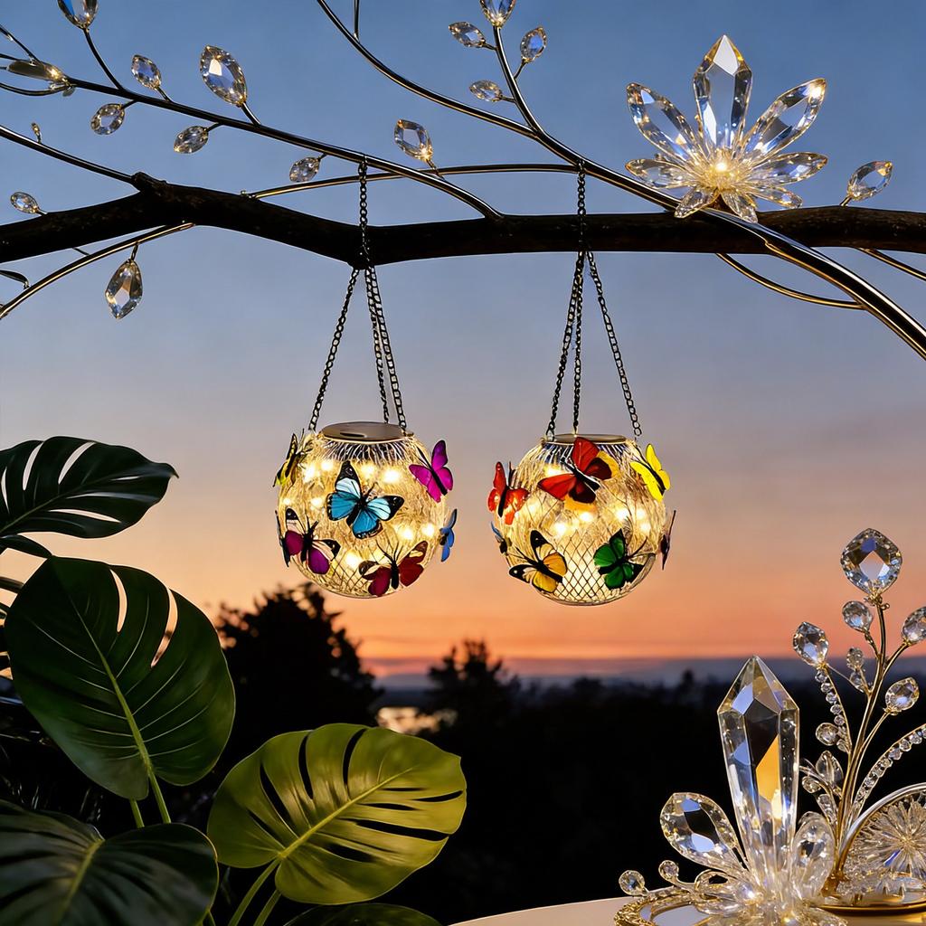 Dekoration für den Innenhof, Schmetterlings-Hängelampen, Dekorative Nachtlichter für den Außenbereich, Warme Schmetterlingslampen