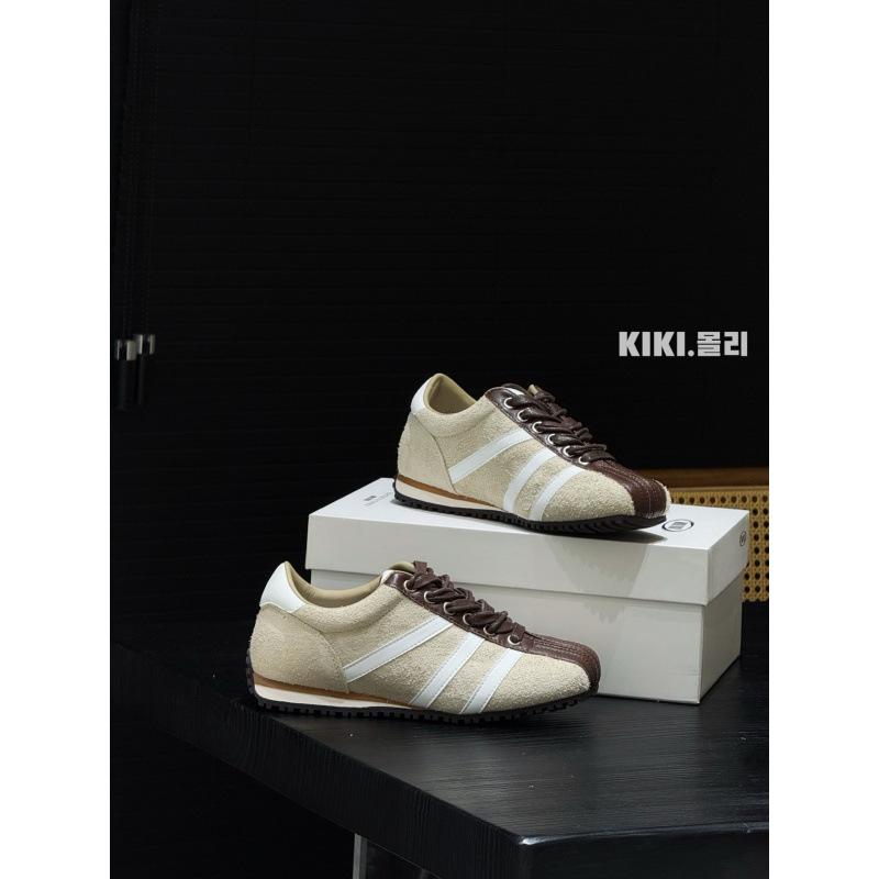 Retro color matching 2025 autumn new German training shoes women's bowling shoes leather lace-up casual shoes sports shoes board shoes