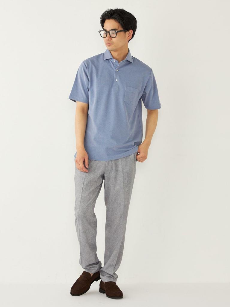 SHIPS Colors Men's Polo Shirt, Moisture-Wicking, Quick-Drying, Kanoko Wide Collar, Light Blue, Size L, 212170048