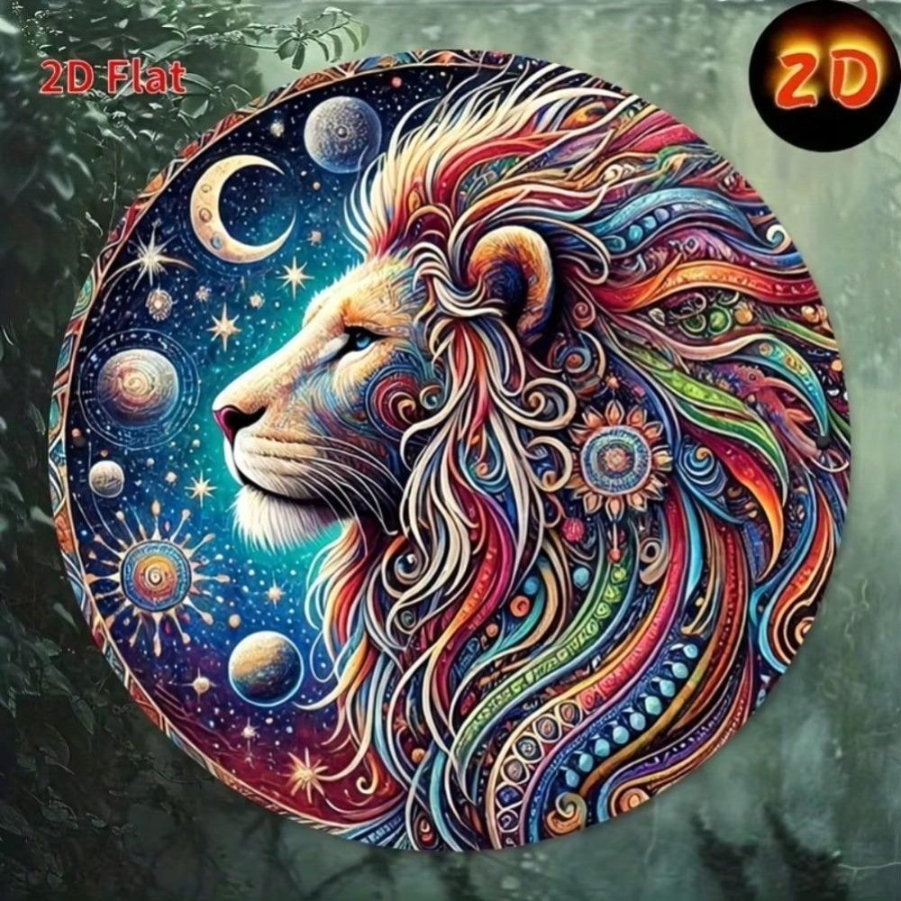 Zodiac Leo Tin Sign Wall Art Round Decor 2D Print Party Metal Plate