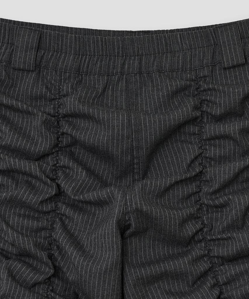 Taibseobiseu Shirred Texture Capri Pants [Charcoal]