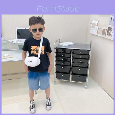 Stylish Children's Letter Print Crossbody Bag Lightweight Canvas Cute Design