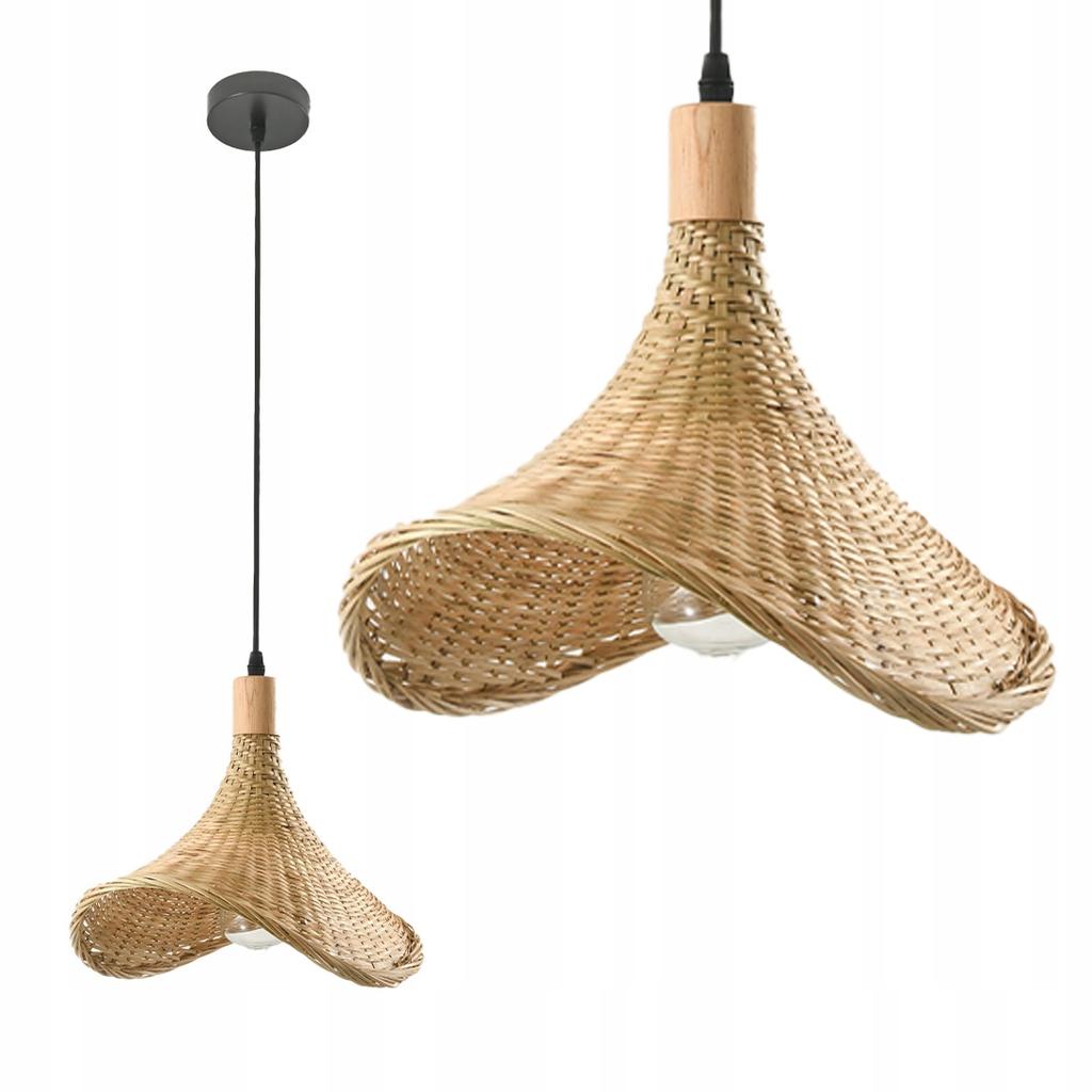 Boho Bamboo Ceiling Hanging Lamp E27 Braided Natural