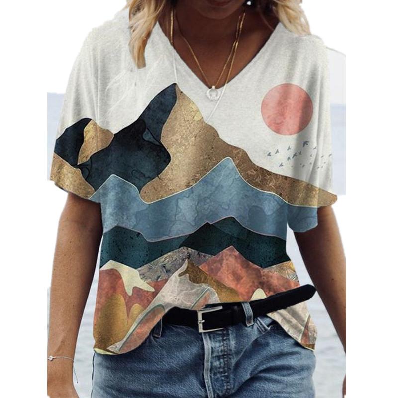 

Модная Свободная Сексуальная Футболка с V-образным вырезом и короткими рукавами Летний Трендовый Брендовый Элегантный Топ для Молодых Женщин Рубашка 5XL