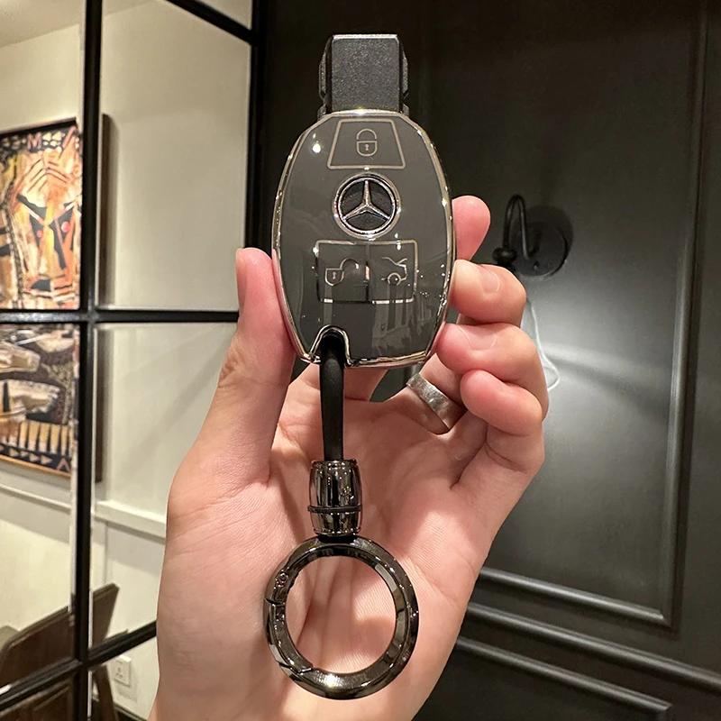 ULA5 Car Key Case Shell Fob For Mercedes Benz A C E S G Class GLC CLE CLA GLB GLS W177 W205 W213 W222 X167 AMG Keychain