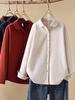 Women's Quilted Thickened Winter Shirt with Yuanbao Collar - High-Quality Pure Cotton, Japanese Style
