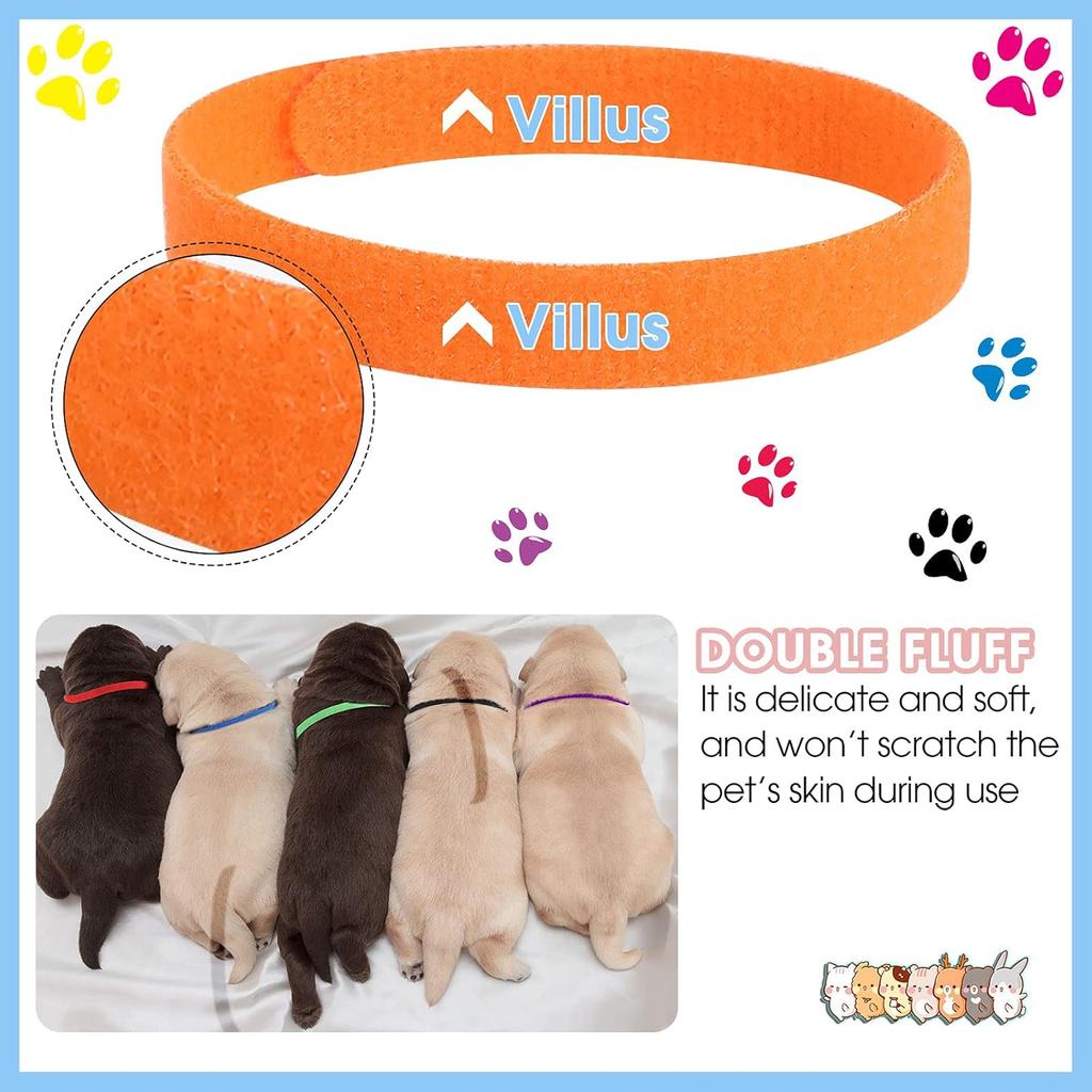 Frienda 60 Pieces Puppy Whelping Collars Newborn Pet Collars Double-Sided Adjustable ID Bands Puppy ID Bands for Newborn Pet Dog Cat(S, M, L)