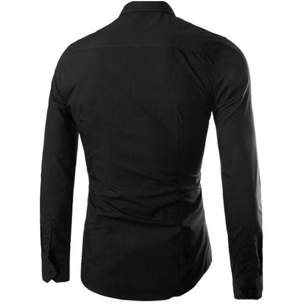 Men's Autumn Casual Formal Slim Fit Solid Long Sleeve Dress Shirt Top Blouse